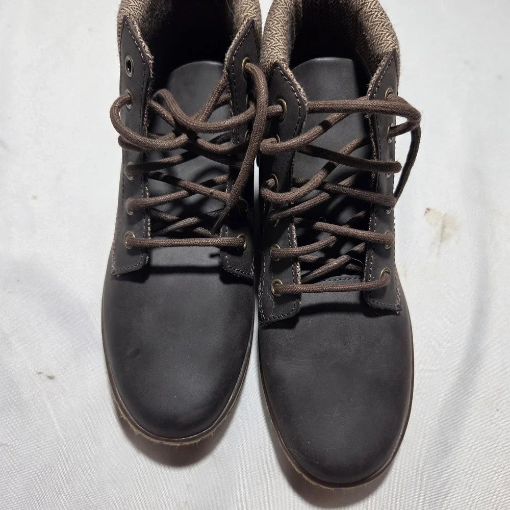Dr. Martens Maelly Dark Brown Leather Herringbone Ankle Boots Womens 8 US L
